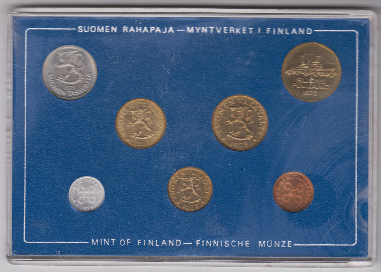Финляндия официальный годовой набор монет 1973 года*