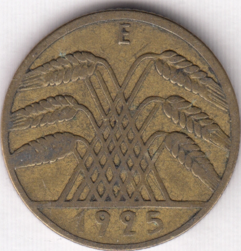 Германия 10 рейхспфеннигов 1925 E