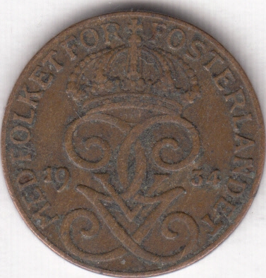 Швеция 1 эре 1934