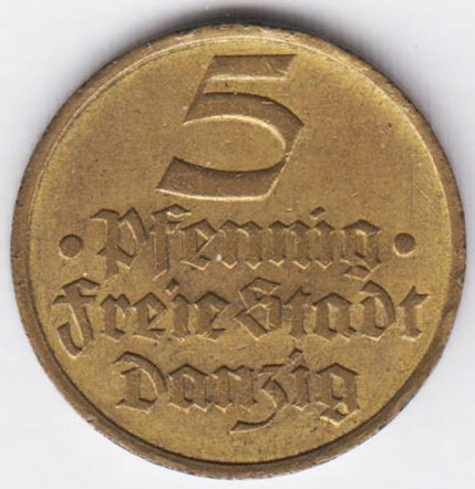 Данциг 5 пфеннигов 1932