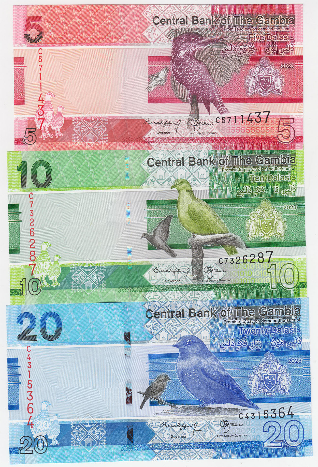 Гамбия 5, 10, 20, 50, 100, 200 даласи 2023 6 шт