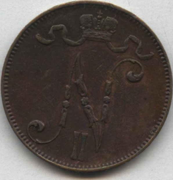 Русская Финляндия 5 пенни 1907