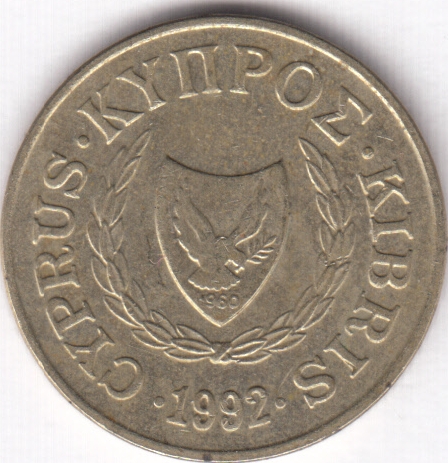 Кипр 2 цента 1992