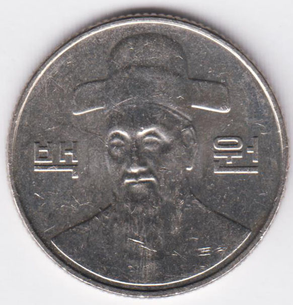 Южная Корея 100 вон 2013