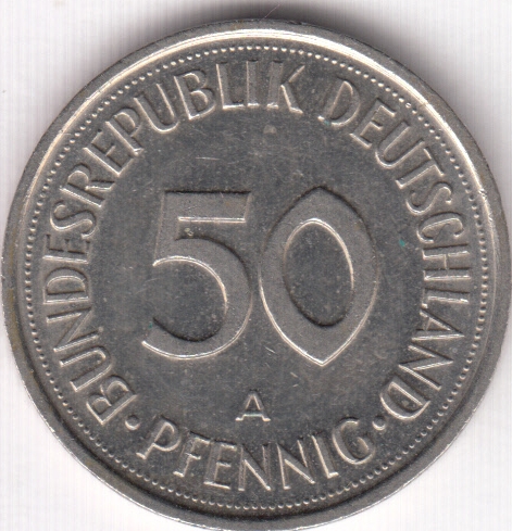 Германия ФРГ 50 пфеннигов 1990 A