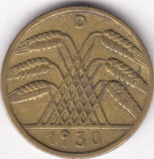 Германия 10 рейхспфеннигов 1930 D