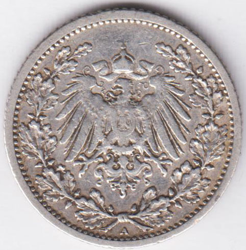 Германия 1/2 марки 1907 A