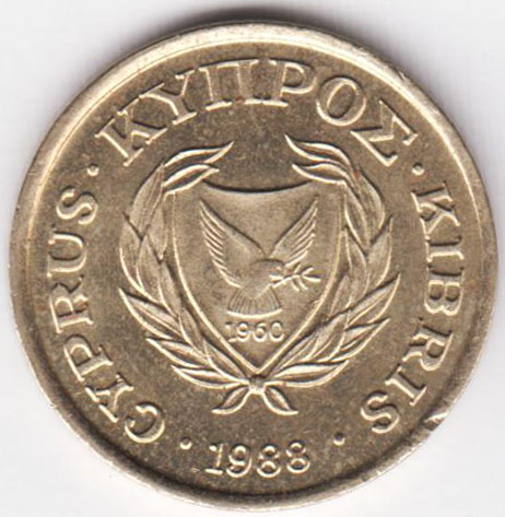 Кипр 2 цента 1988