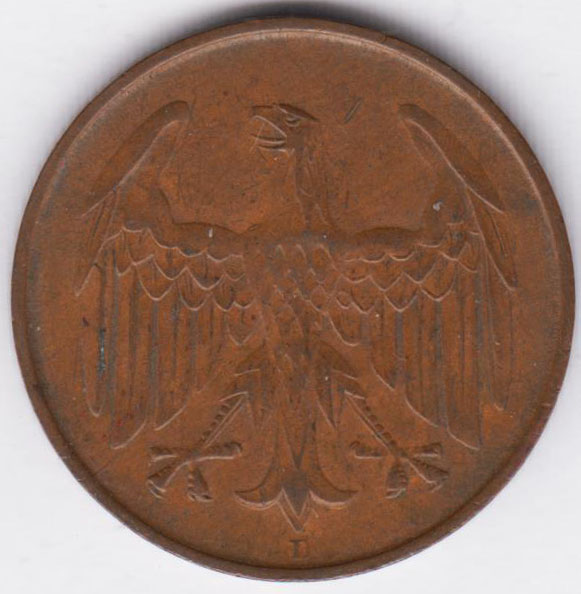 Германия 4 рейхспфеннига 1932 D
