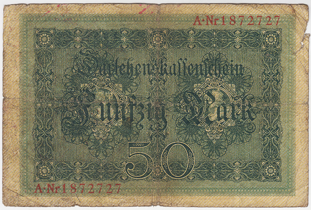Германия 50 марок 1914 7 цифр P:49b