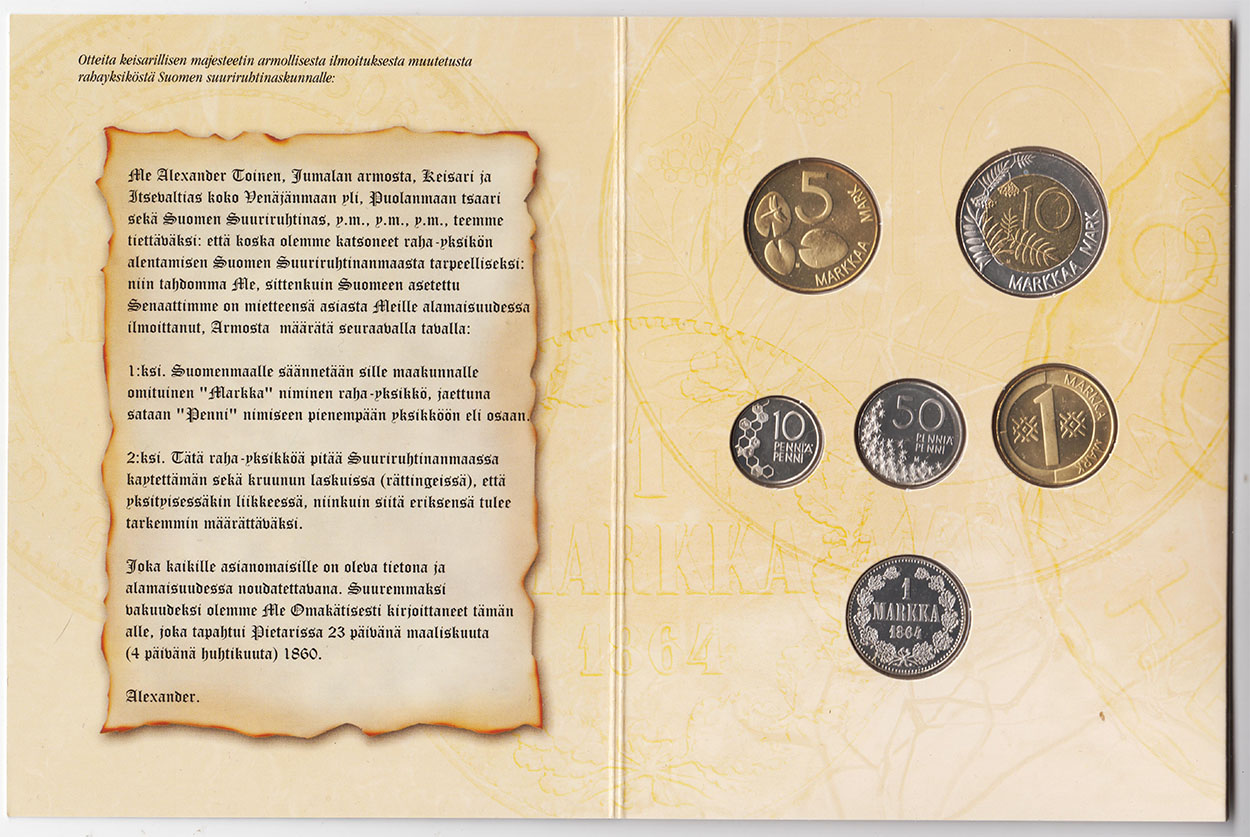 Финляндия официальный набор монет 2001 года №1